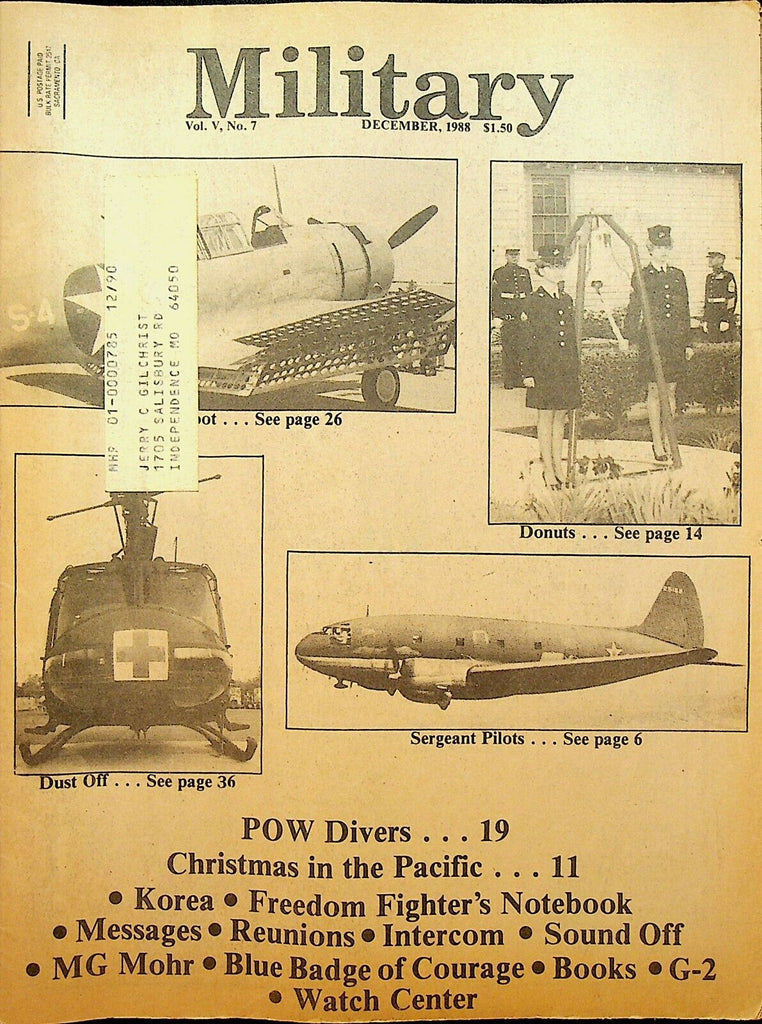 Military Magazine December 1988 POW Divers MG Mohr Freedom Fighters