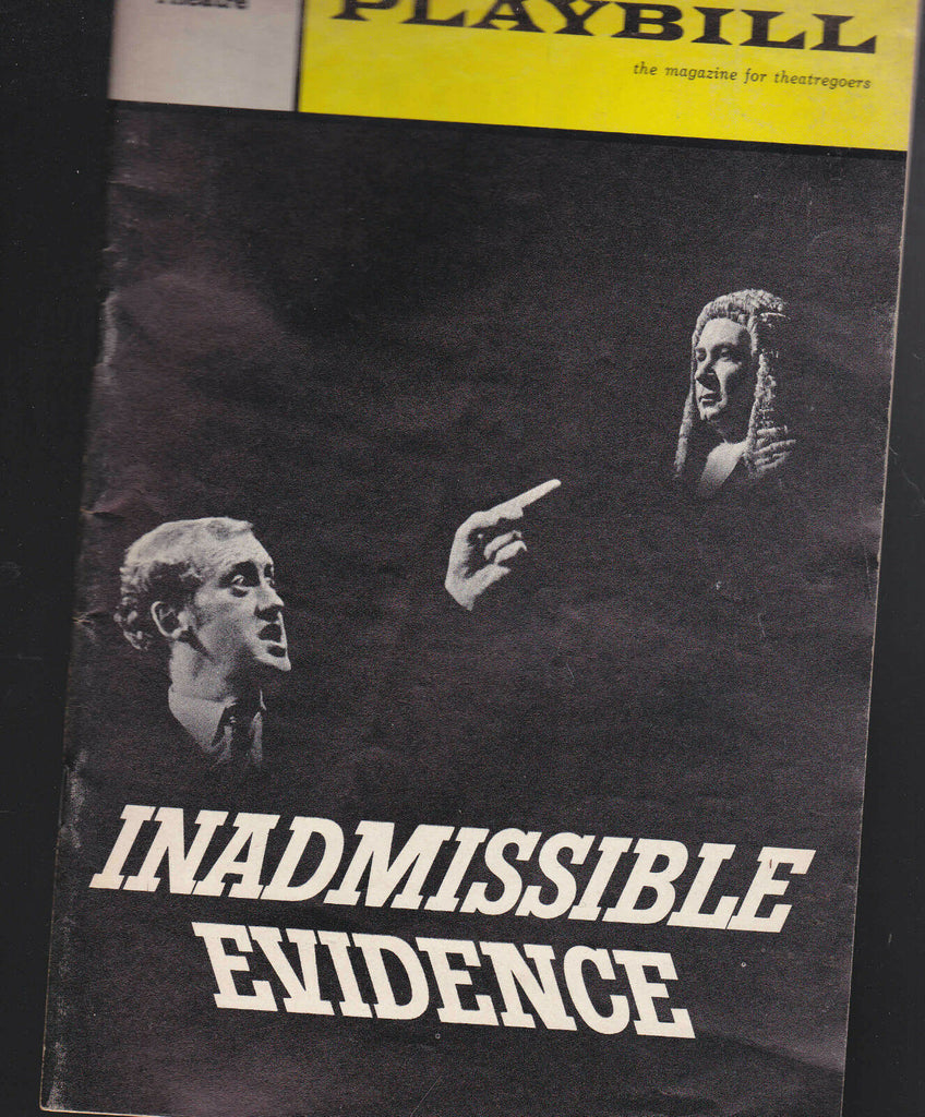 Inadmissible Evidence Playbill  March 1966 Nicol Williamson, Peter Sallis