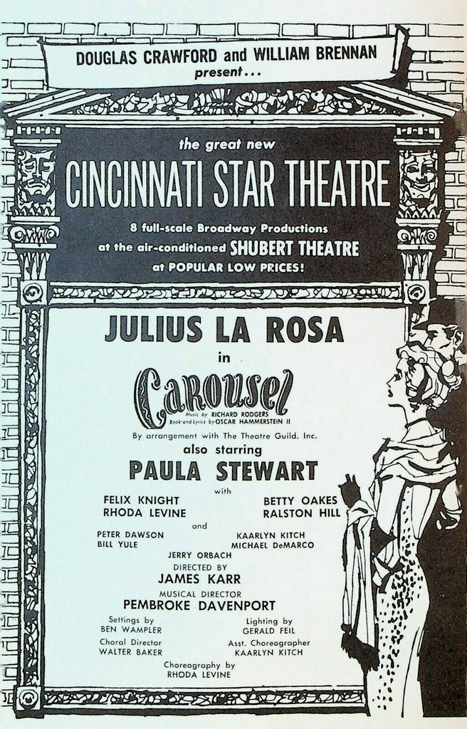 Julius La Rosa Carousel Paul Stewart Cincinnati Star Theatre Program