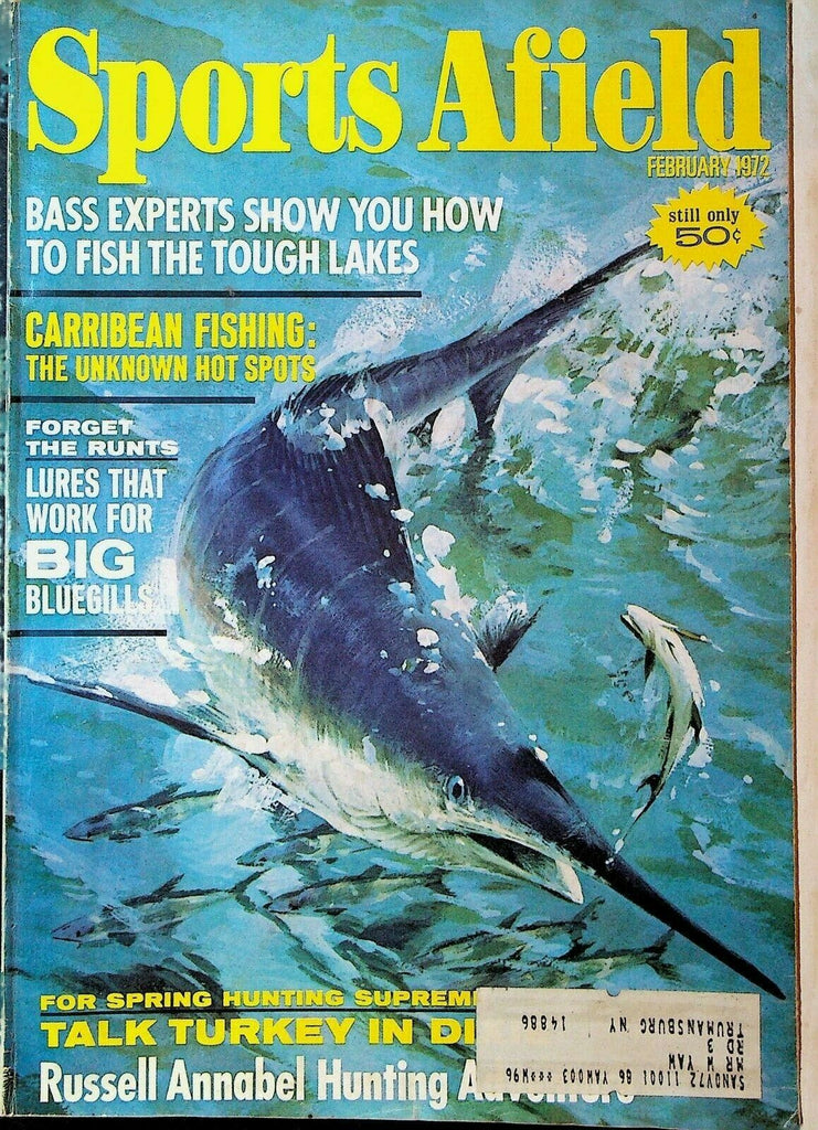 Sports Afield February 1972 Hunting Fishing RVs Bluegill Bass Grouse Salmon