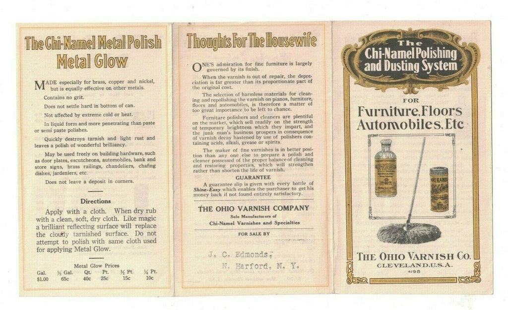 Chi-Namel Polishing & Dusting System Brochure Furniture Floors Automobiles 1920s