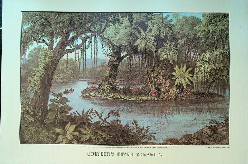 Currier & Ives Calendar Topper 1978 Southern River Scenery