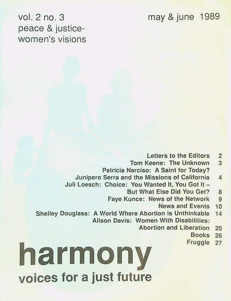 Harmony Magazine Voices for a Just Future May 1989 Women's Visions