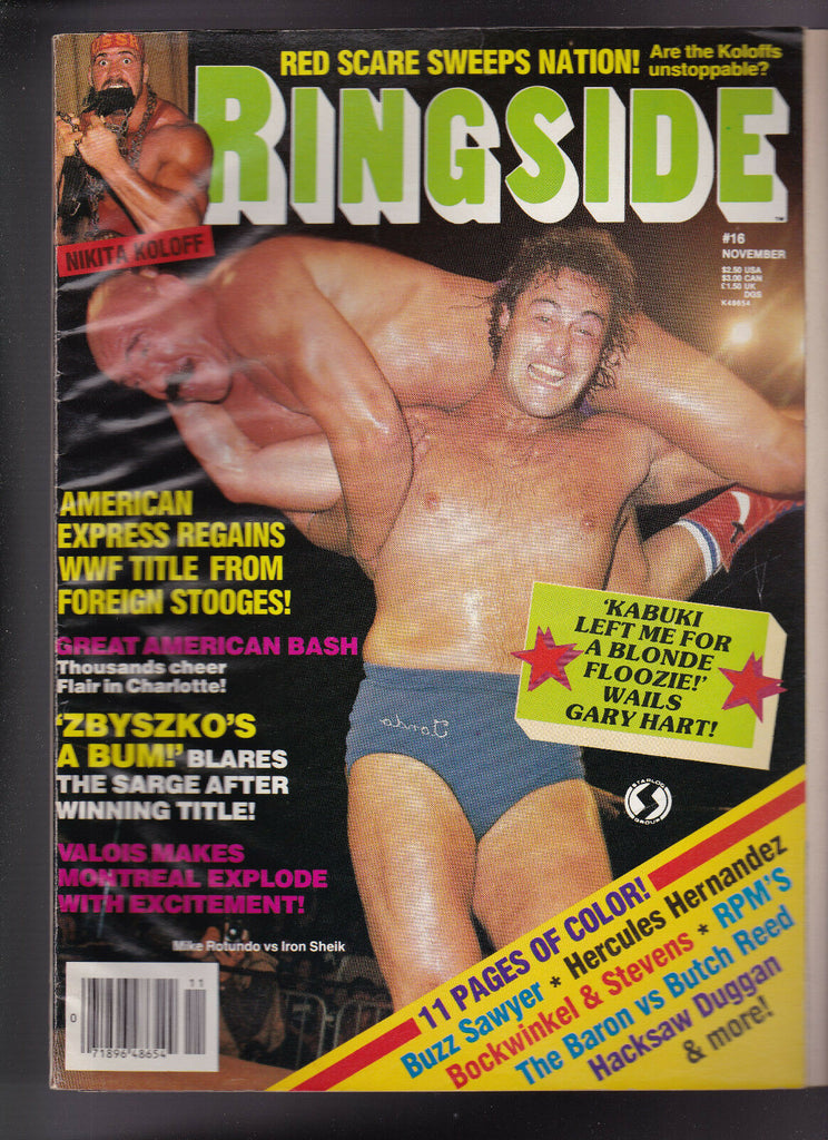 Ringside Magazine Nikita Koloff Ric Flair Gary Hart  November 1985