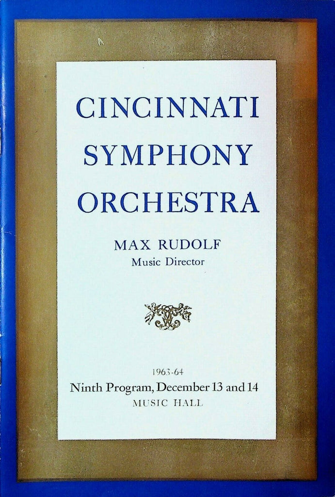 Cincinnati Symphony Orchestra Program December 13 1963 Thomas Mayer