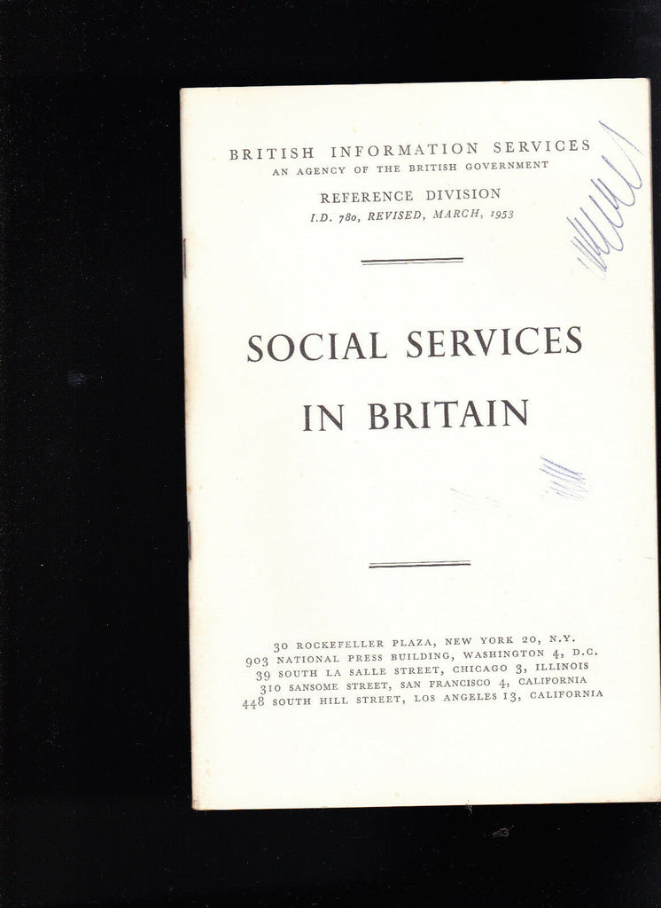 Social Services  in Britain booklet 1953 British Information Services