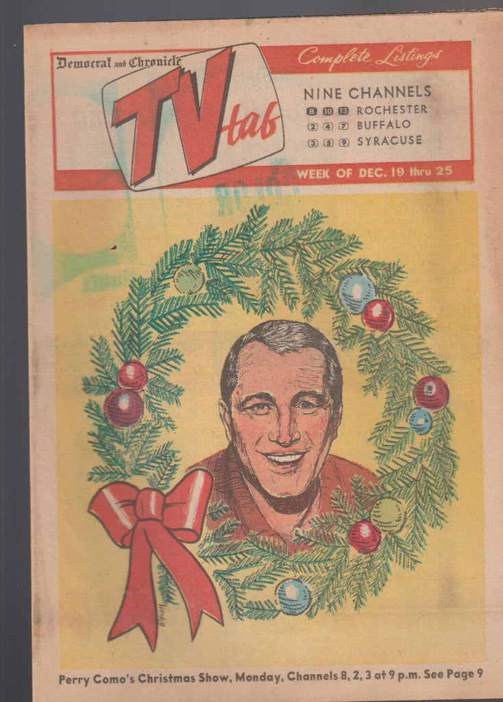 Democrat & Chronicle TV Tab December 19 1966 Perry Como Christmas Special