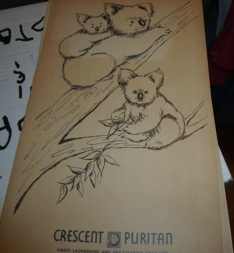 1950s Crescent Puritan Laundry & Dry Cleaners cardstock ad-  Koala Bears