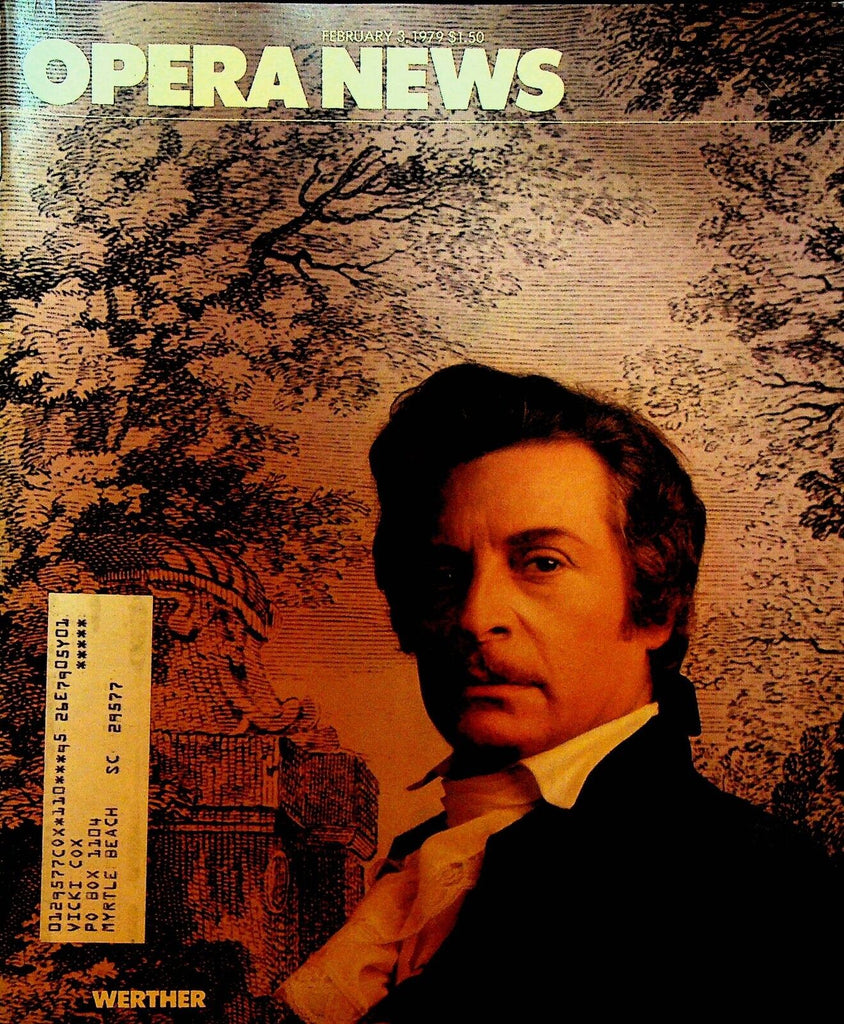 Opera News Magazine February 3 1979 Alfredo Kraus Werther