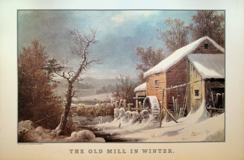 Currier & Ives Calendar Topper 1952 The Old Mill in Winter