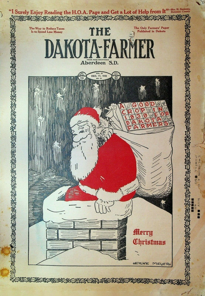 Dakota Farmer Magazine December 17 1938 Santa Claus Christmas Erne Meyer
