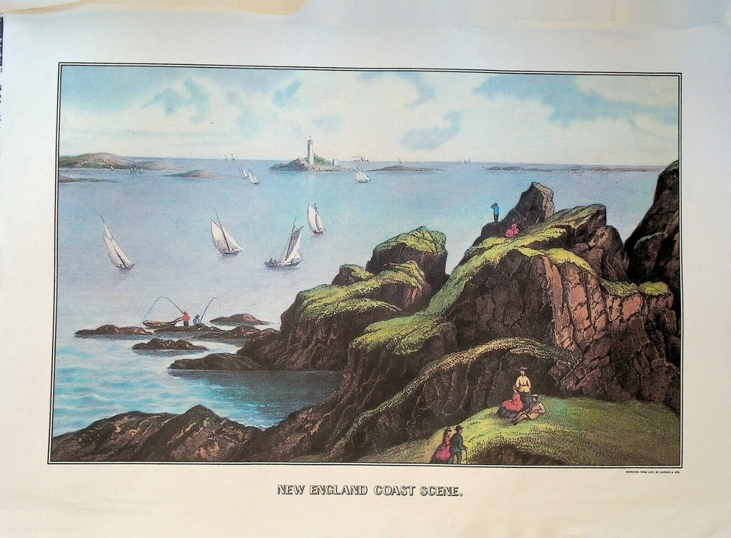 Currier & Ives Calendar Topper 1983 New England Coast Scene