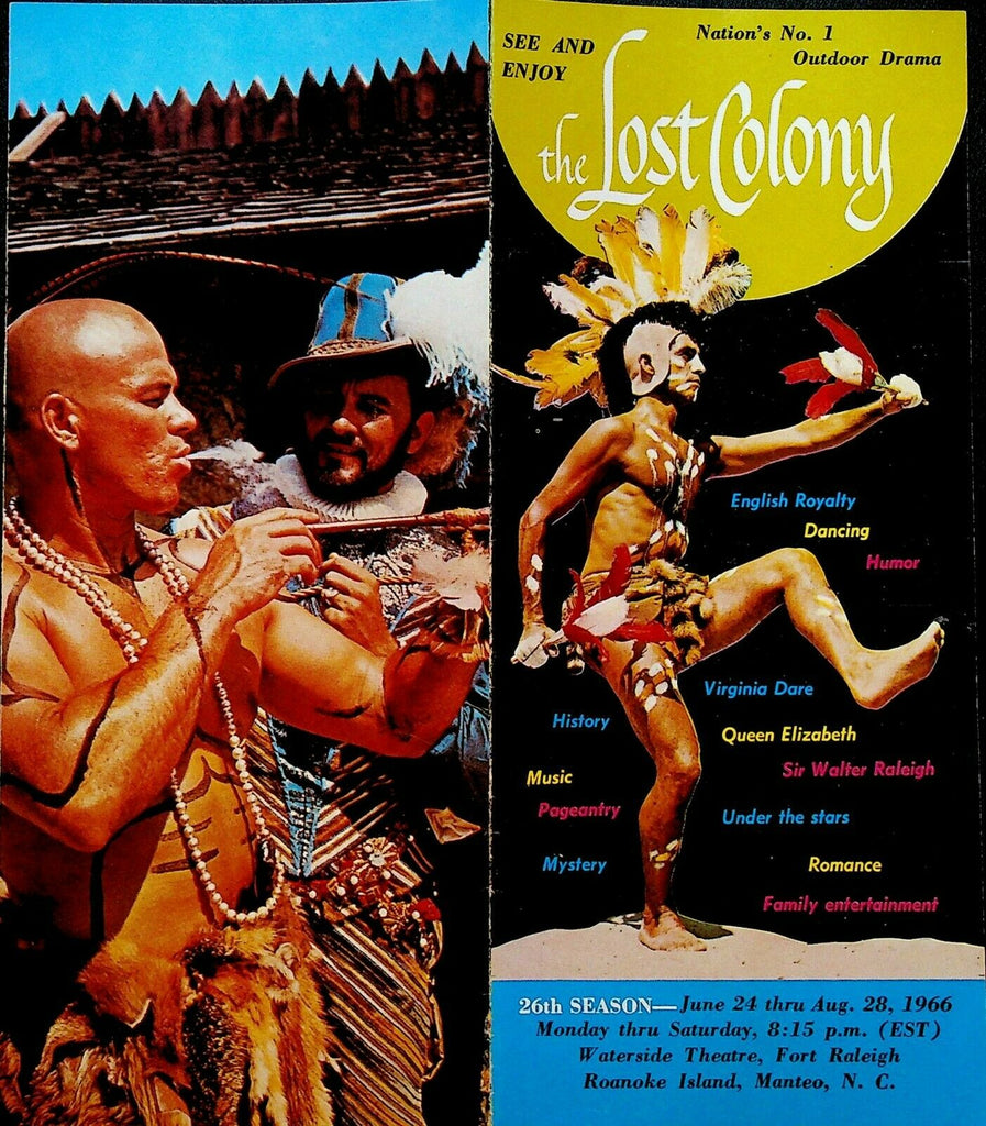 The Lost Colony Brochure 1966 Fort Raleigh Roanoke Island Manteo NC
