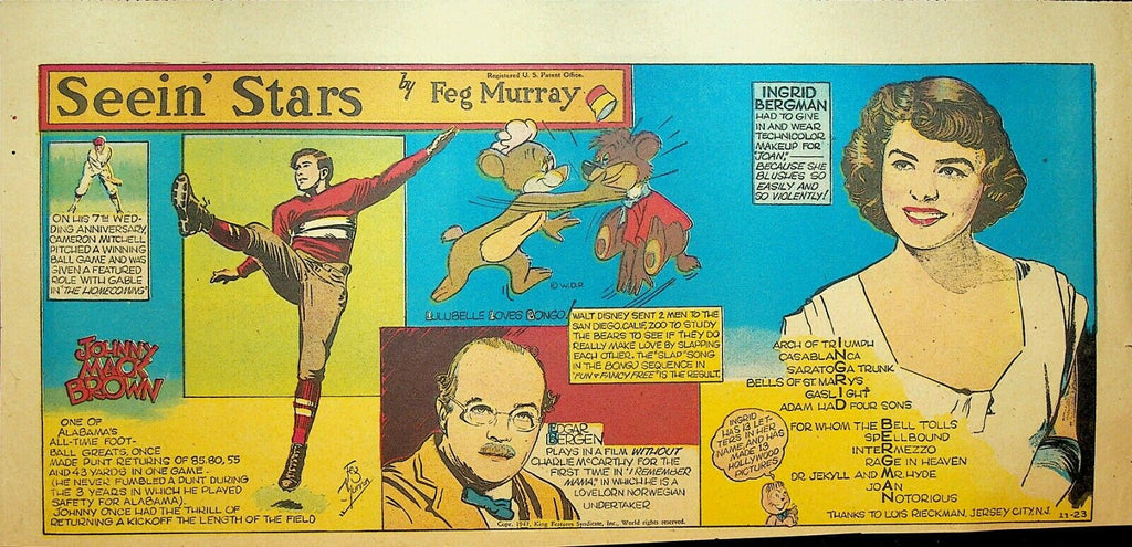 Seein Stars Comic Strip November 23 1947 Ingrid Bergman Edgar Bergen