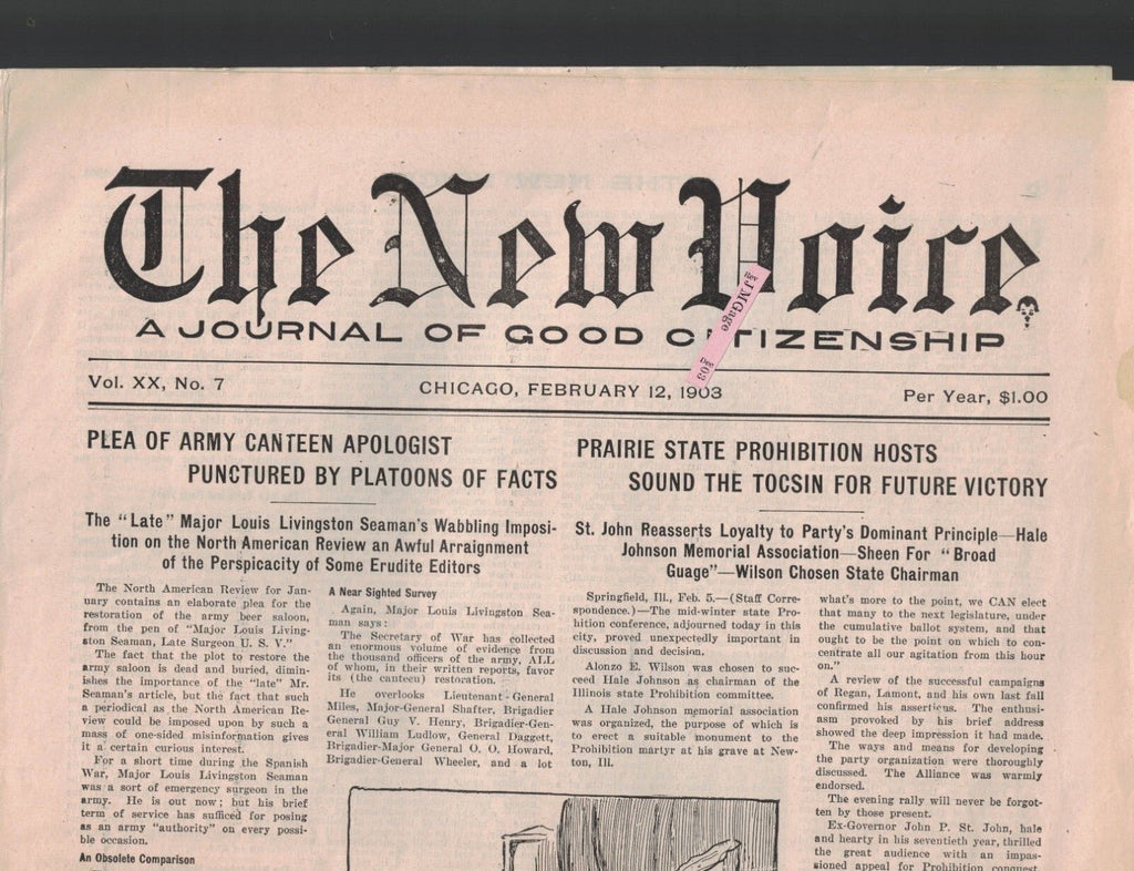 The New Voice 1903 Lot of 3 Journal of Good Citizenship Prohibition Temperance