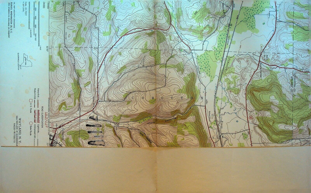 Wayland NY Quadrangle Geological Survey Topographical Map 1943