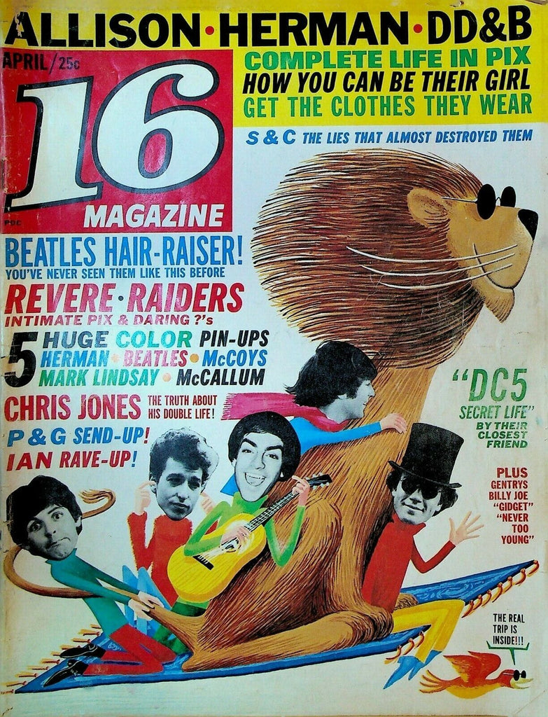 16 Magazine April 1966 Beatles Sonny Cher James Bond Dave Clark 5