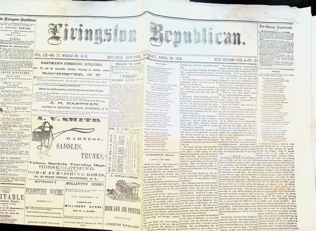 Livingston Republic April 22 1869 Geneseo NY Washington Navy Yard Black Engineer