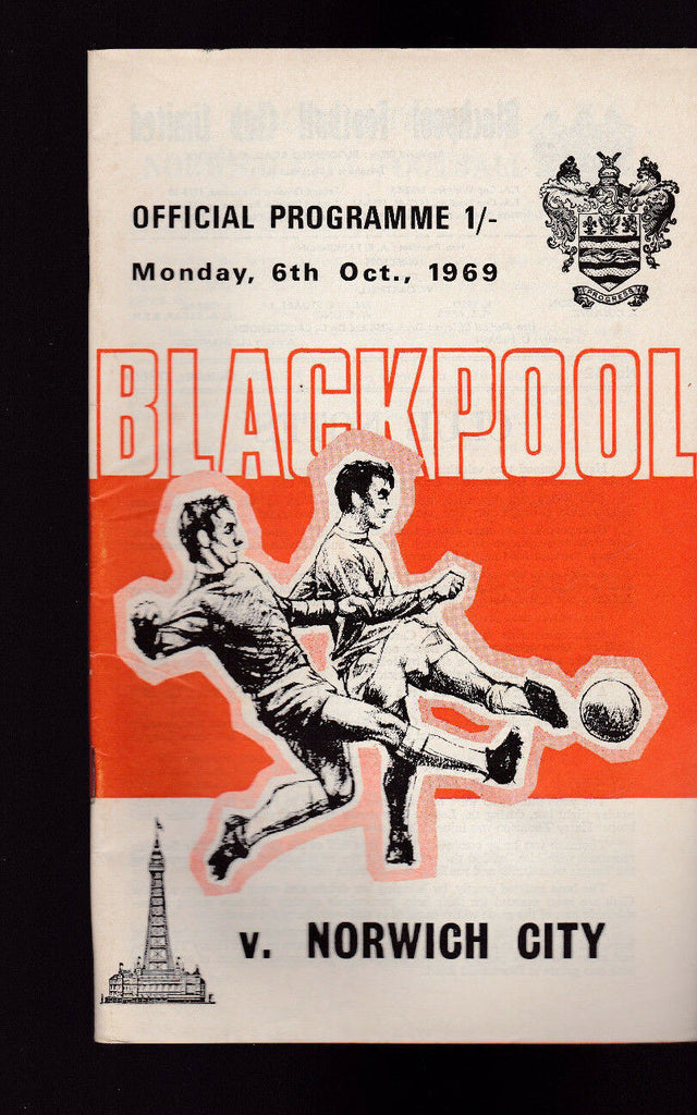 Blackpool Football Club Official Programme v Norwich City October 6 1969