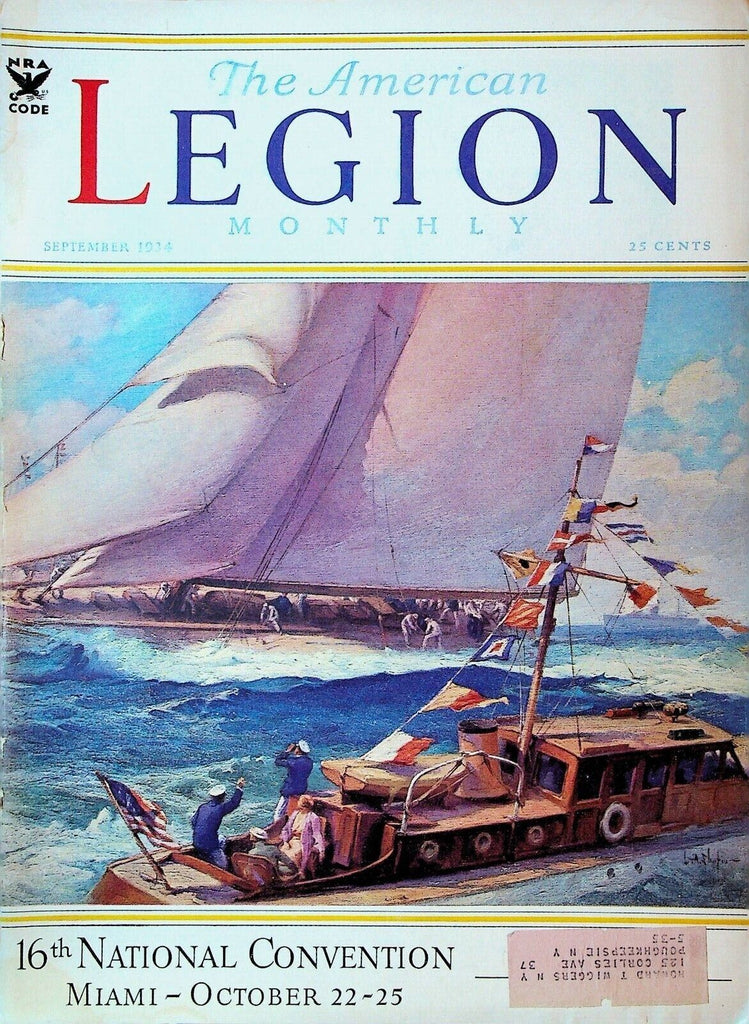 American Legion Magazine September 1934 Leon Shafer America's Cup GAR