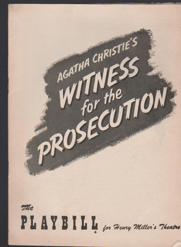 Agatha Christie's Witness for the Prosecution Playbill August 8 1955 Gene Lyons