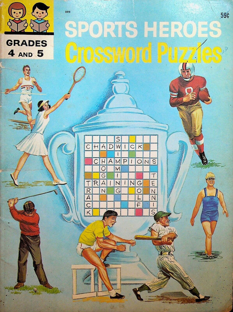 Sports Heroes Crossword Puzzles 1966 Lou Gehrig Jesse Owens Joe DiMaggio