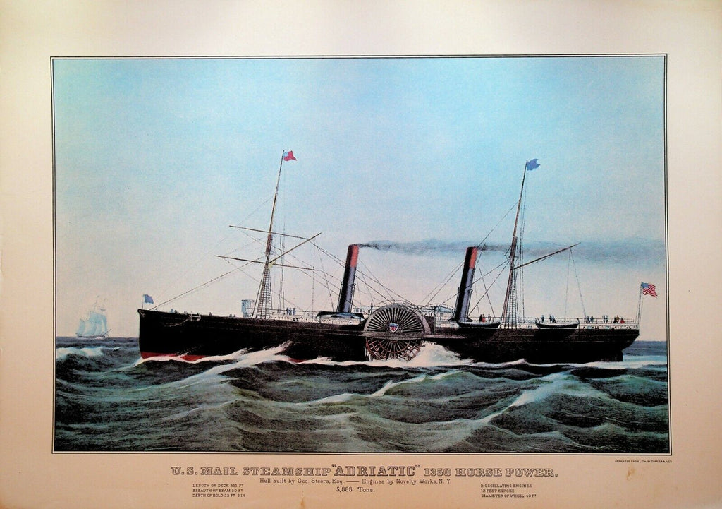 Currier & Ives Calendar Topper 1972 Adriatic US Mail Steamship