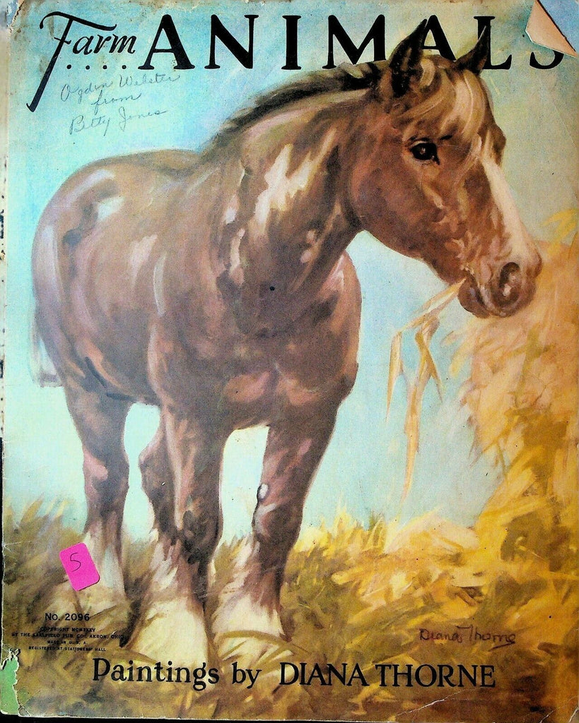 Farm Animals Diana Thorne SC Book #2096 Saalfield 1935 Horse Dog Sheep Rabbit