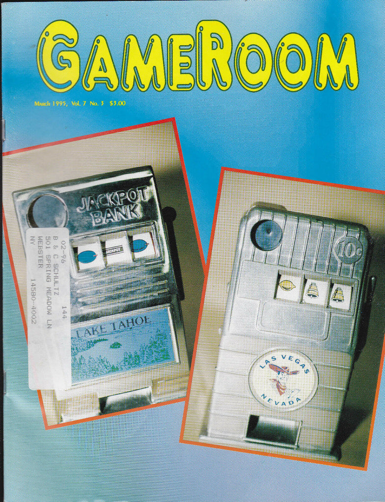 GameRoom Magazine Jackpot Bank Williams CPU  Pinball March 1995