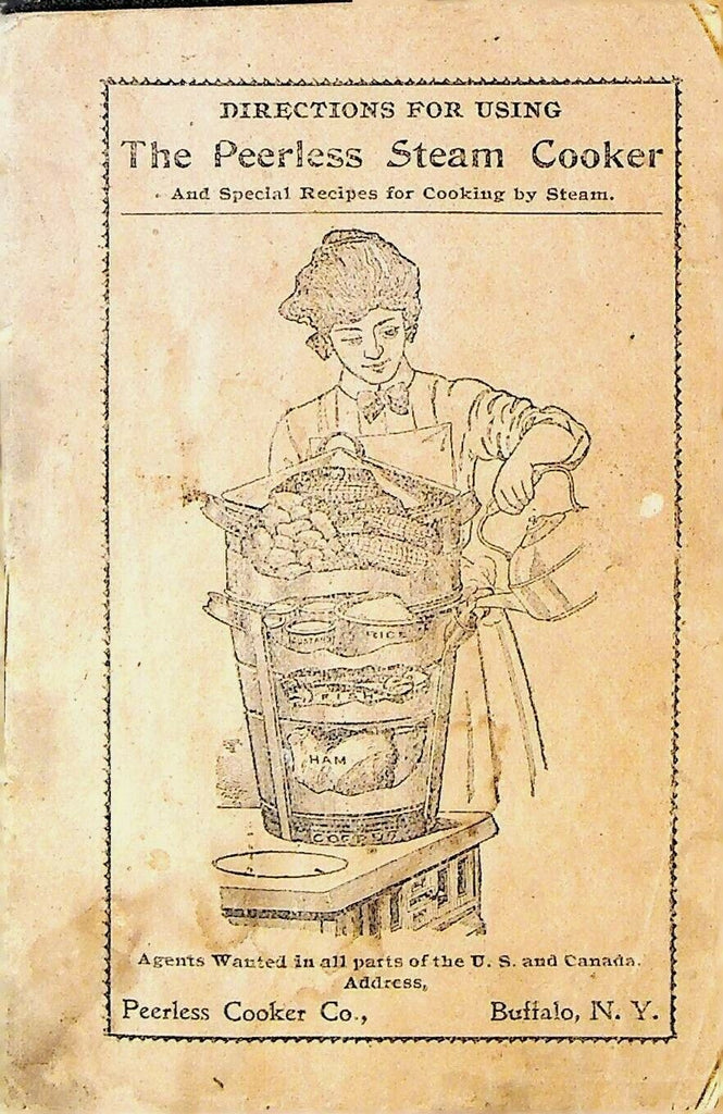 Peerless Steam Cooker Directions & Recipes Buffalo NY 1890s Booklet