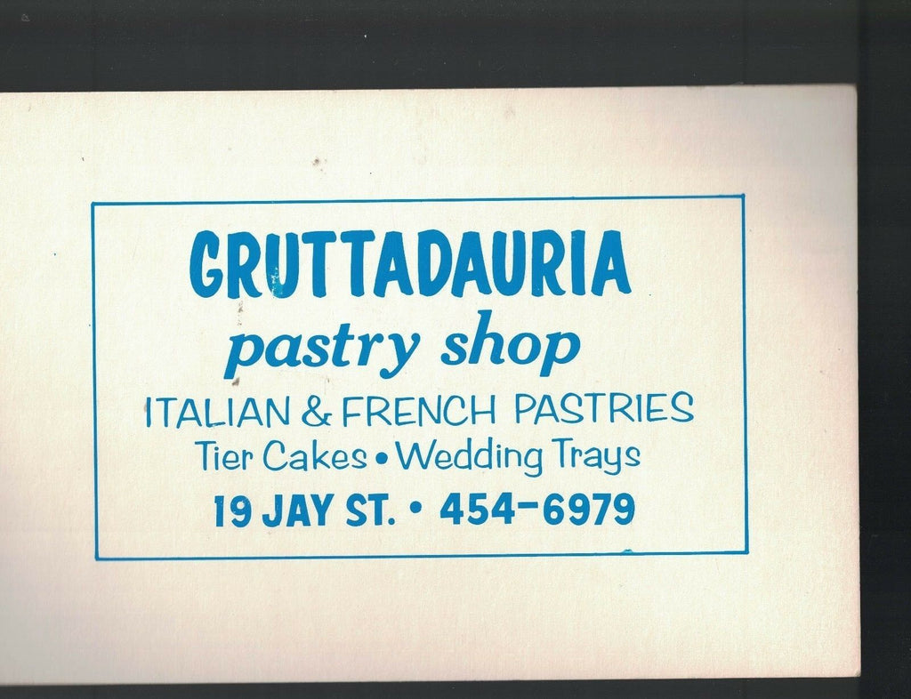 Gruttadauria Pastry Shop Cardboard Sign Jay St in Rochester NY 1950s