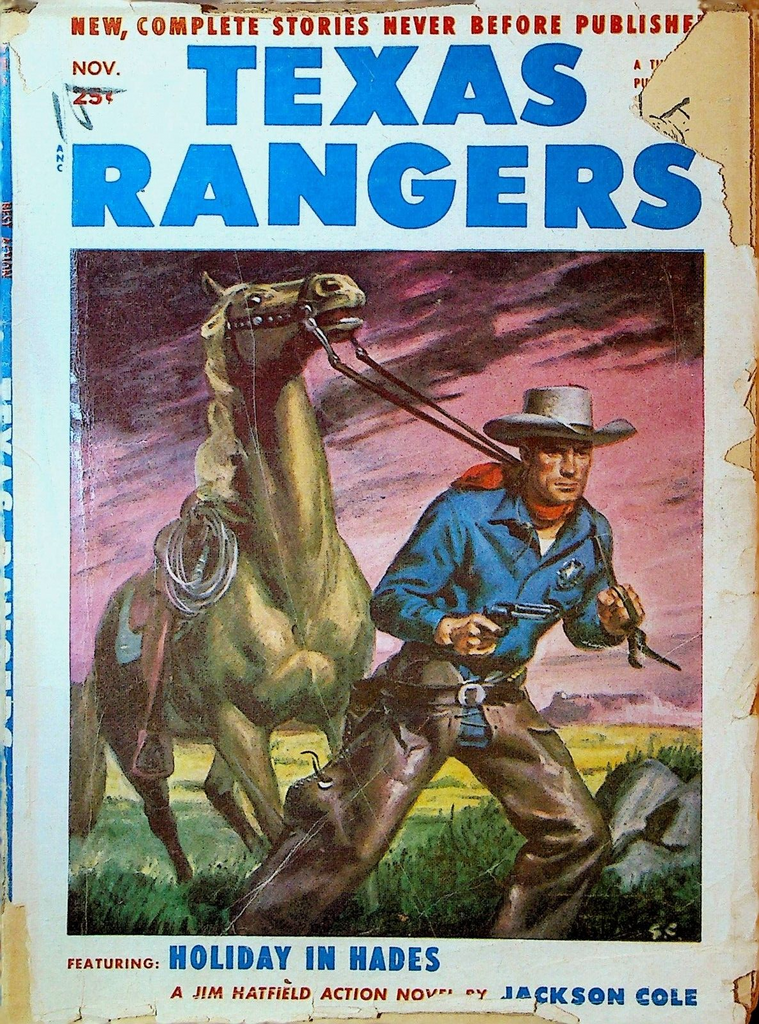 Texas Rangers Pulp November 1952 Jackson Cole Jim Hatfield Ben Frank Giles Lutz