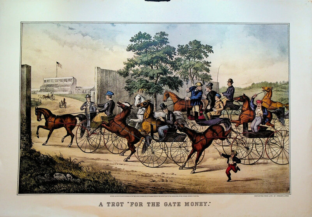 Currier & Ives Calendar Topper 1948 A Trot for the Gate Money Horse Racing