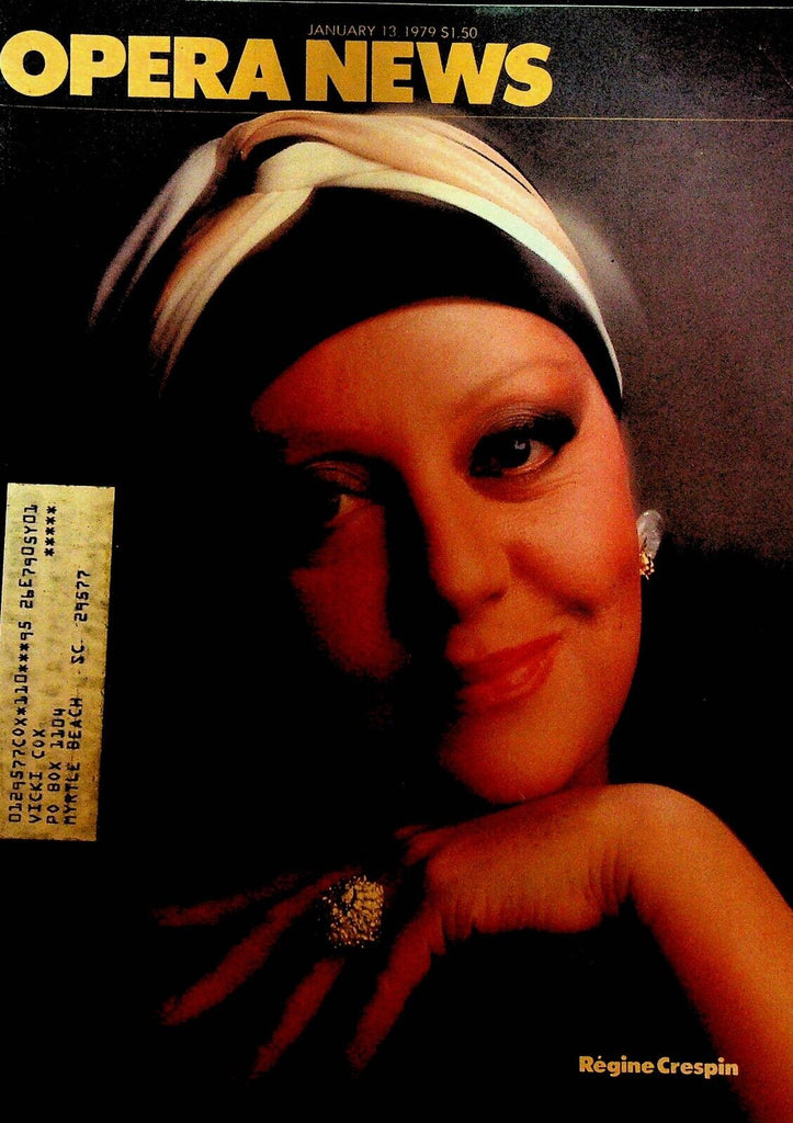 Opera News Magazine January 13 1979 Regine Crespin Kurt Herbert Adler