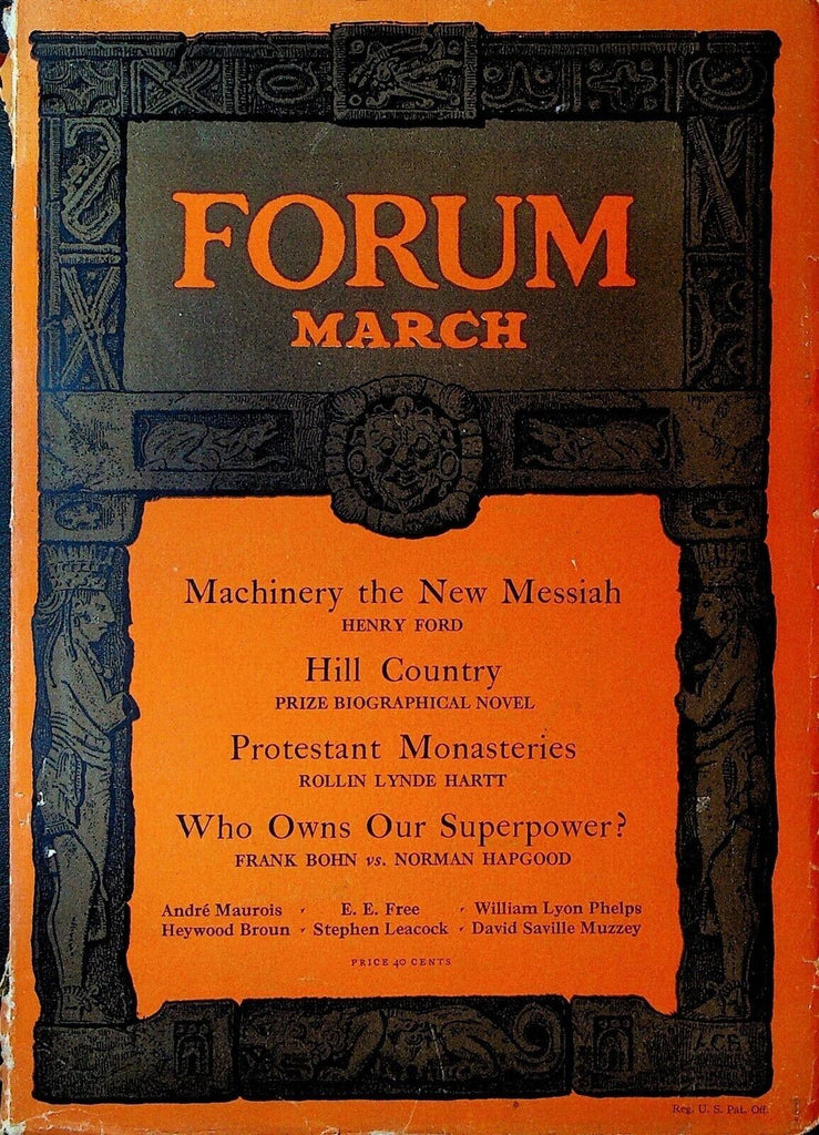 Forum Magazine March 1928 Henry Ford Thomas Hardy Disraeli Bernard Fay