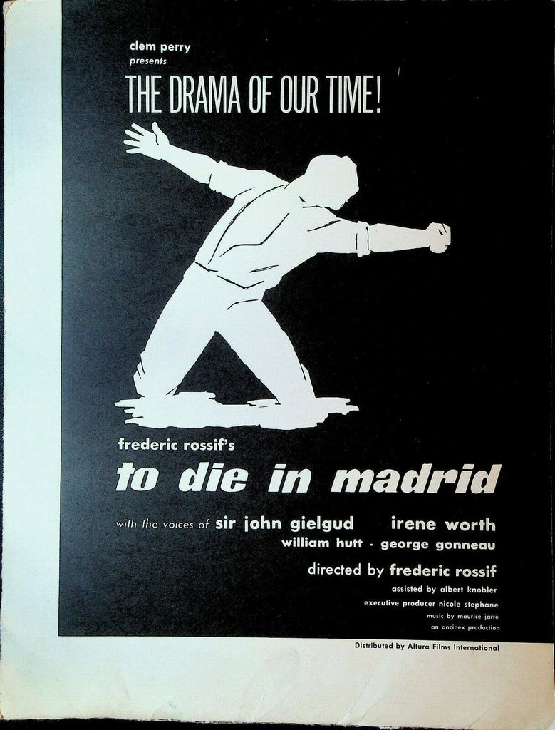 To Die in Madrid Ad Folder 1965 Theatre Owners Donald L Velde