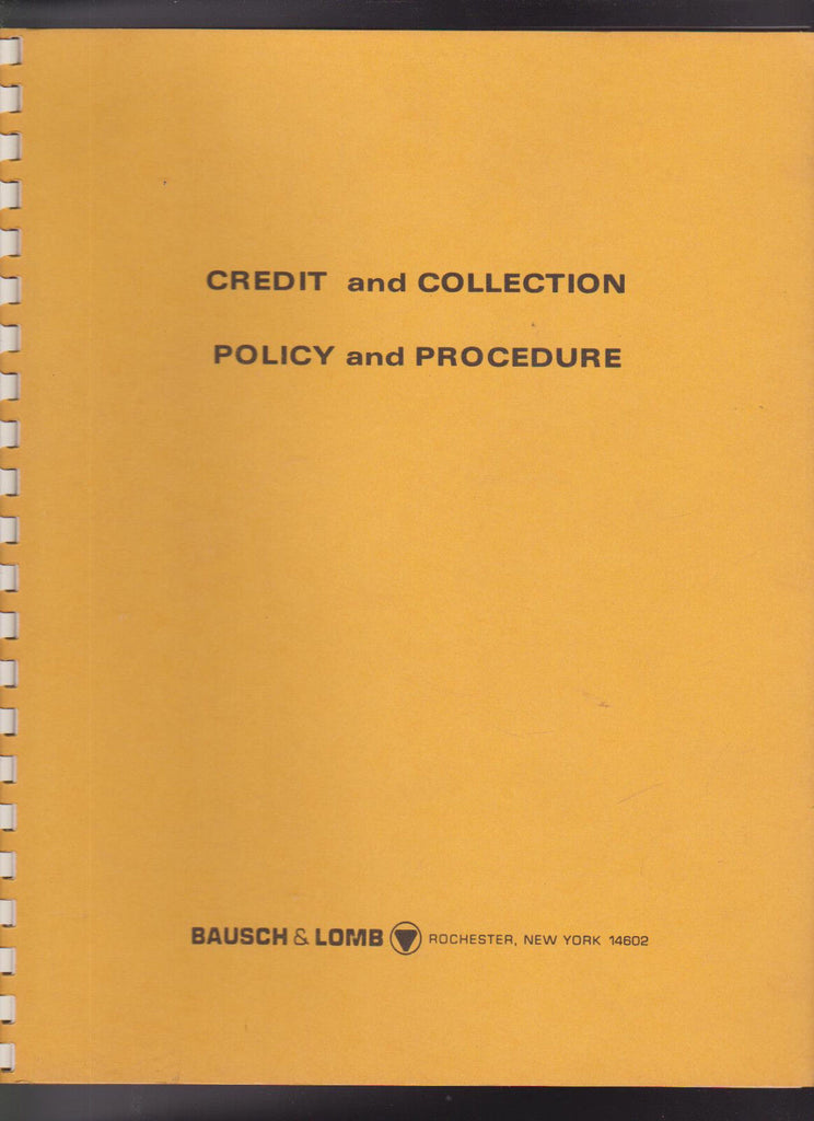 Bausch & Lomb Credit & Collection Policy & Procedure Booklet 1960s