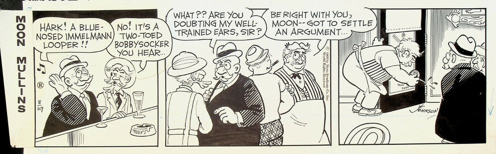 Moon Mullins Ferd Johnson Original Comic Strip Art August 29 1969