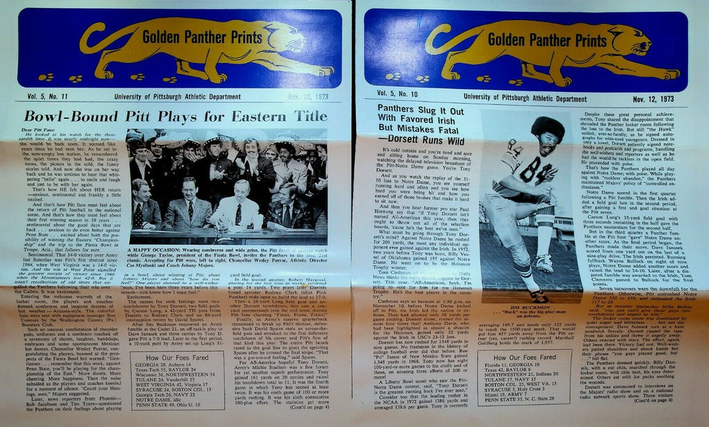Golden Panther Prints University of Pittsburgh Football Tony Dorsett 1973
