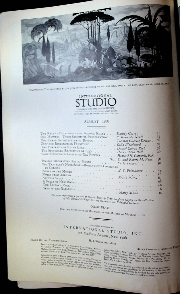International Studio Magazine August 1930 George Kolbe Ralph Earl Zopf Furniture