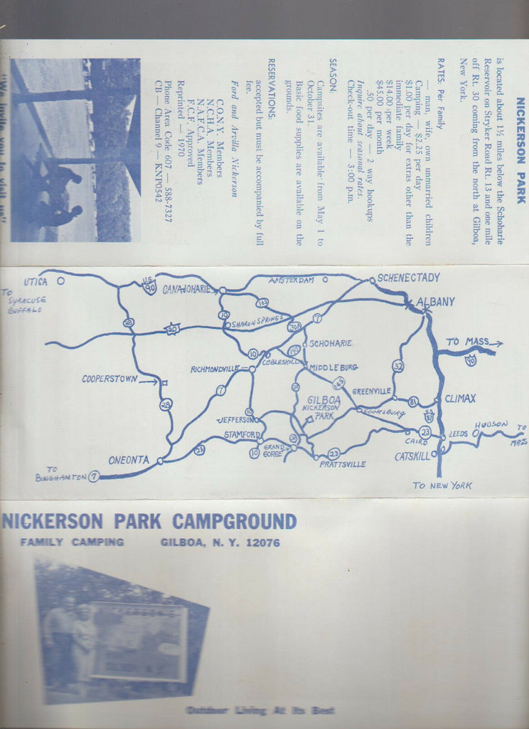 Nickerson Park Campground Gilboa NY Brochure 1970s Schoharie County