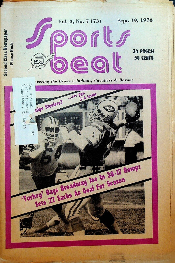 Northeast Ohio Sports Beat Magazine September 19 1976 Joe Namath