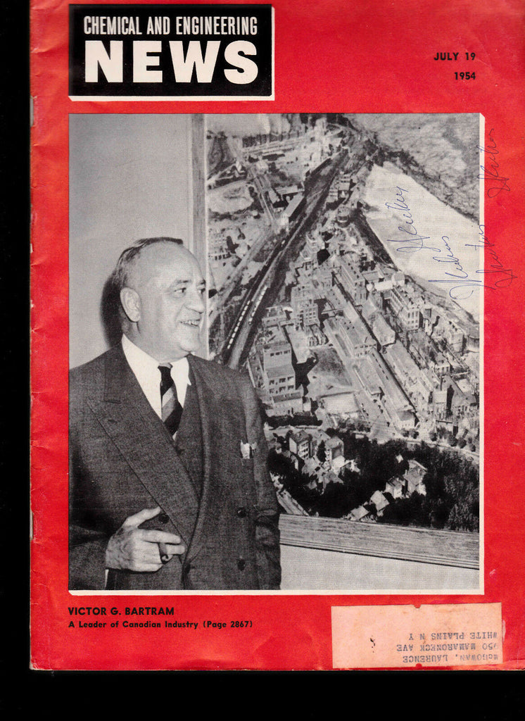 Chemical and Engineering News Magazine Victor G Bartram July 19 1954