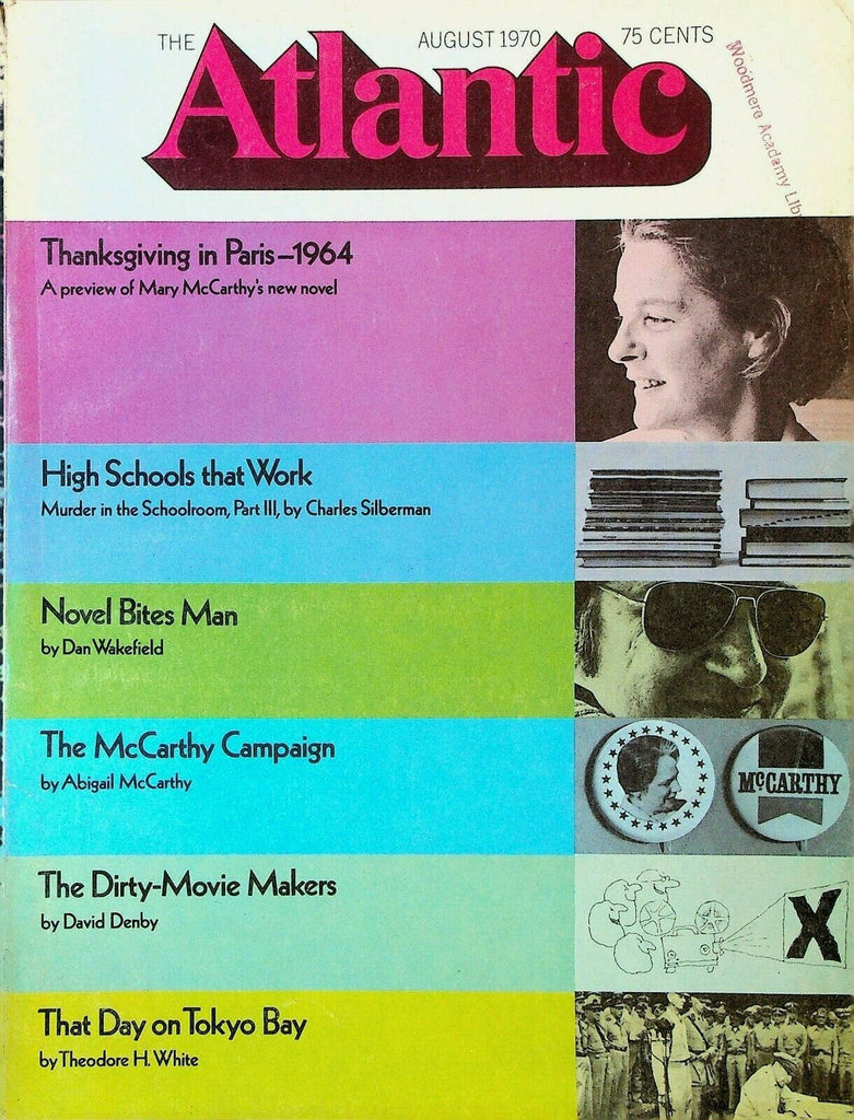 Atlantic Magazine August 1970 WWII Ends With Japan John Updike Eugene McCarthy