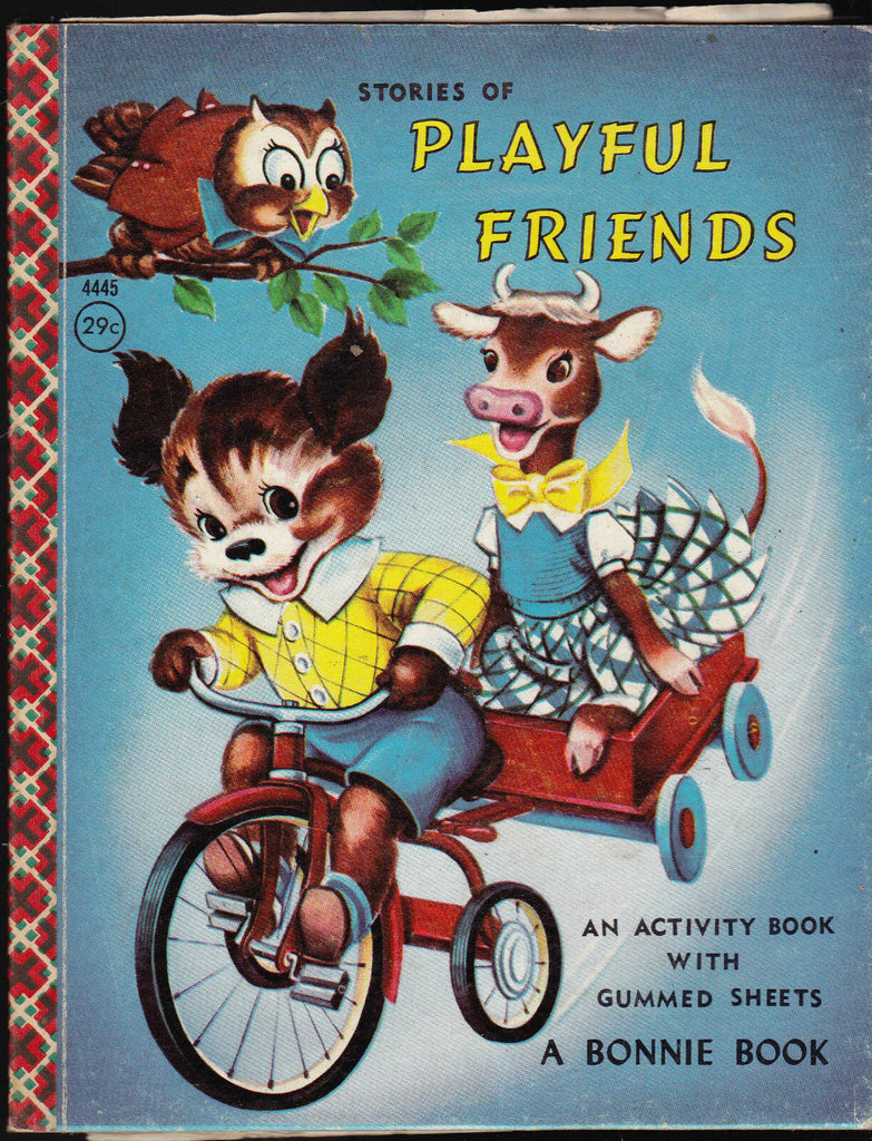 Stories of Playful Friends Bonnie Book #4445 1956 Gummed Sheets Activity Book