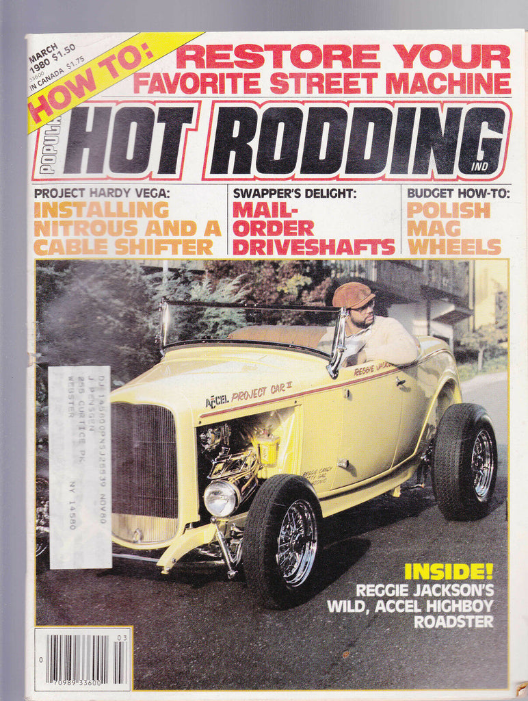 Popular Hot Rodding Magazine Reggie Jackson March 1980  FREE US S/H