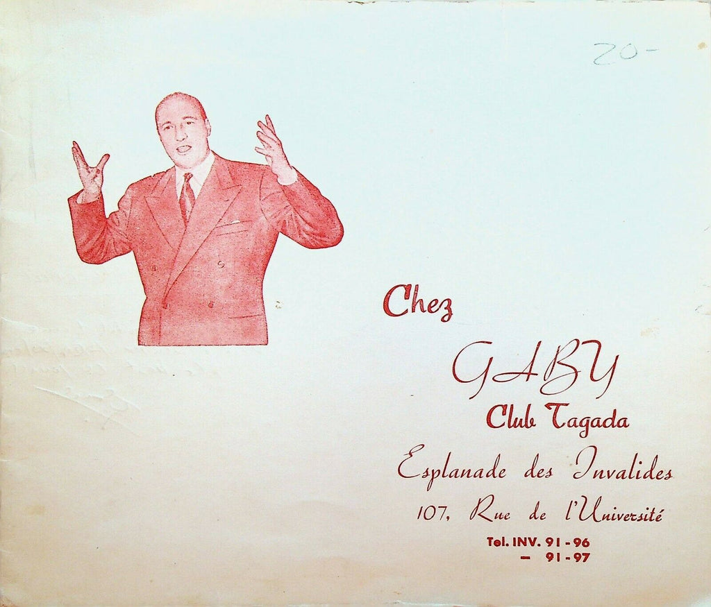 Chez GABY Club Tagada Paris France Souvenir Photo Folder 1959