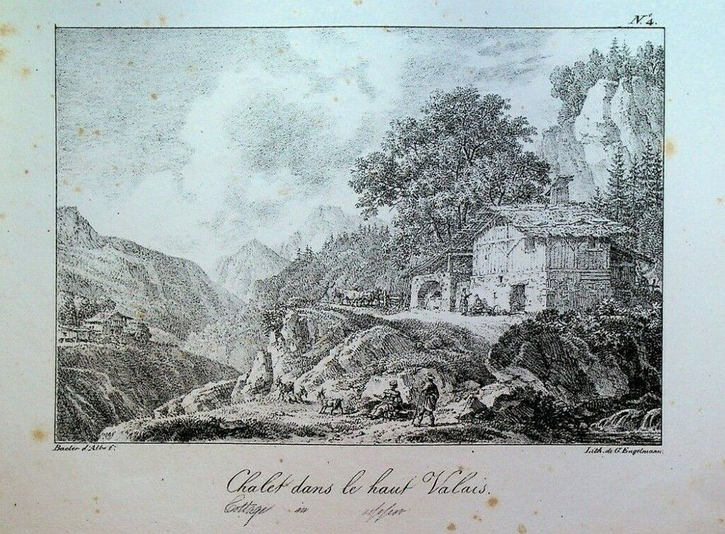 Godefroy Engelmann Lithograph 1820s Chalet Dan le Haut Valais #4