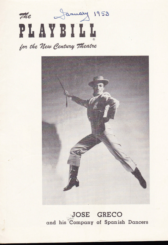 Jose Greco & His Company of Spanish Dancers Playbill January 18 1953