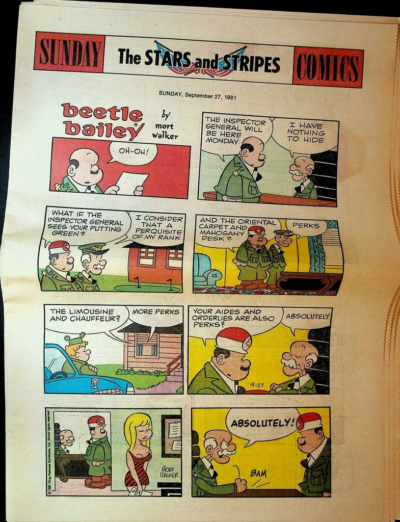 Stars & Stripes Sunday Comics Section September 27 1981 Amazing Spider-Man